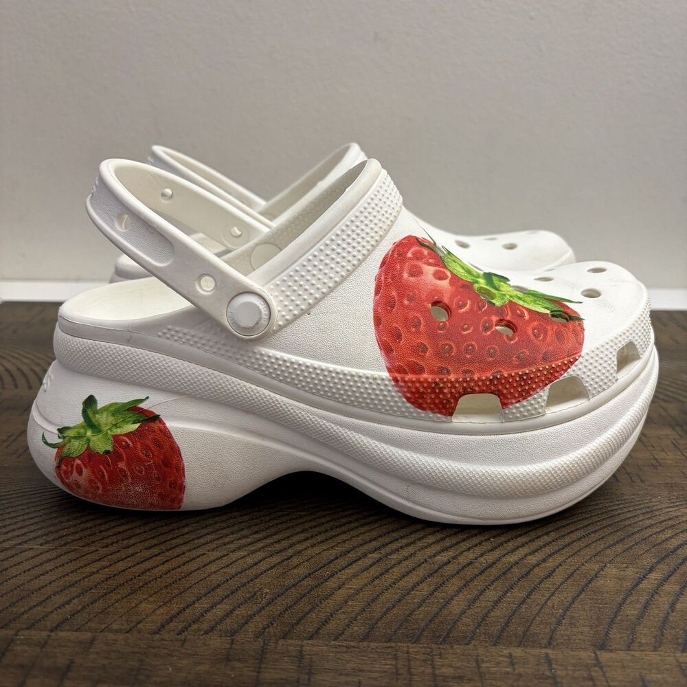 Crocs Bae Fresh Fruit Platform Clog Women's Size 8 White Red Strawberry - Picture 7 of 10